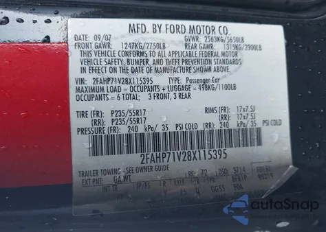 2008 Ford Crown Victoria Police/Police Interceptor from USA, damaged, VIN 2FAHP71V28X115395